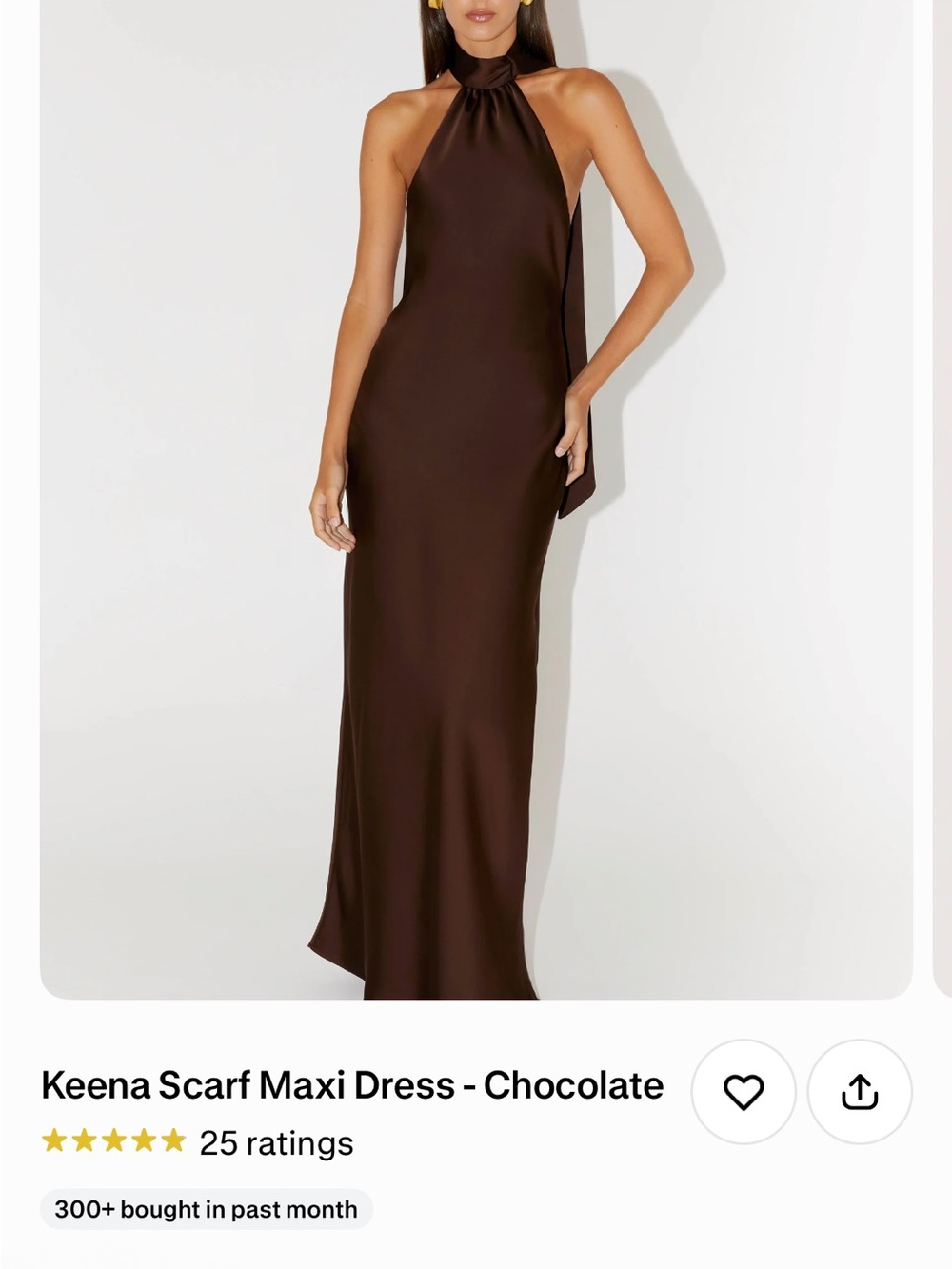 Keen Halter Scarf Maxi Dress in Chocolate Brown